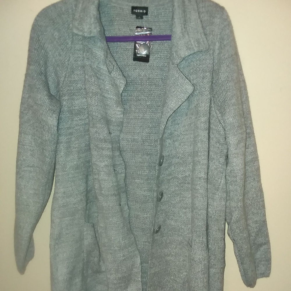 Torrid Grey Sweater Coat - Size 1 NWT